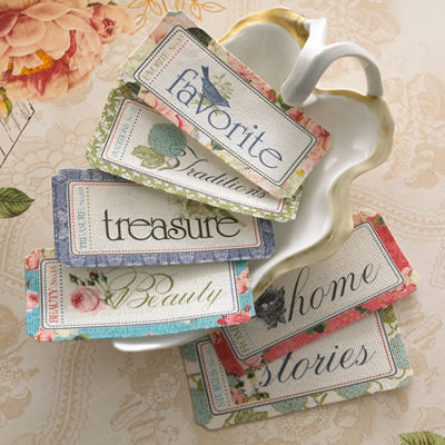 Websters Pages - Country Estate - Fabric Tickets 6pc  (sold in 3's)