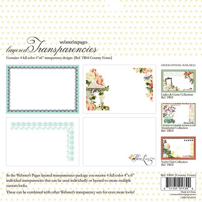 Websters Pages - Country Estate - Layered Transparencies 4pc  (sold in 3's)