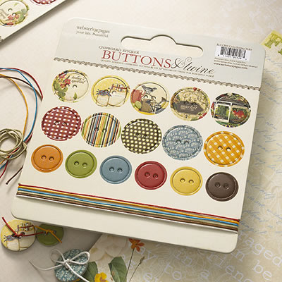 Websters Pages - Spring Market - Buttons & Twine  (sold in 3's)