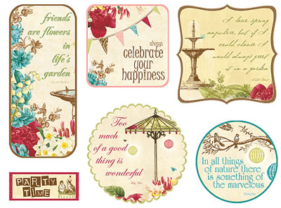 Websters Pages - Garden Gala Fabric Fancies  (sold in 3's)