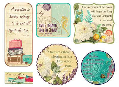 Websters Pages - Seaside Retreat Fabric Fancies  (sold in 3's)