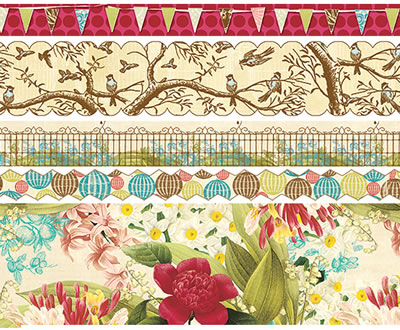 Websters Pages - Garden Gala Fabric Ribbon  (sold in 3's)