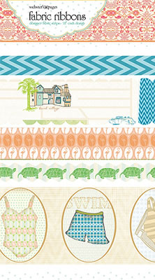 Websters Pages - Palm Beach - Fabric Ribbon  (sold in 3's)