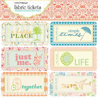 Websters Pages - Palm Beach - Fabric Tickets  (sold in 3's)