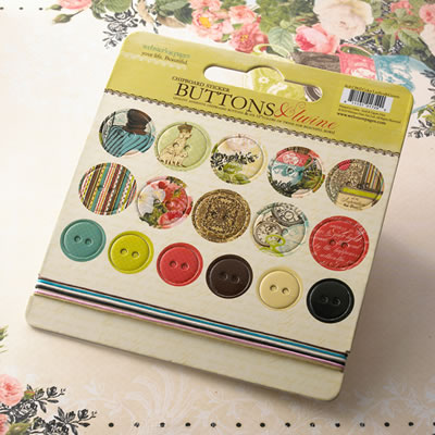 Websters Pages - Ladies & Gents - Buttons & Twine  (sold in 3's)