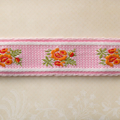 Websters Pages - Ladies & Gents - Trim - Pink Roses 25yd roll  (sold individually)