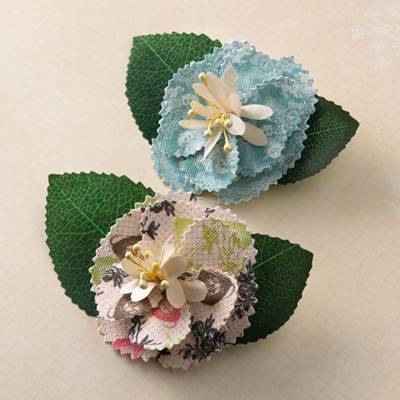 Websters Pages - Ladies & Gents - Fabric Flowers  (sold in 3's)