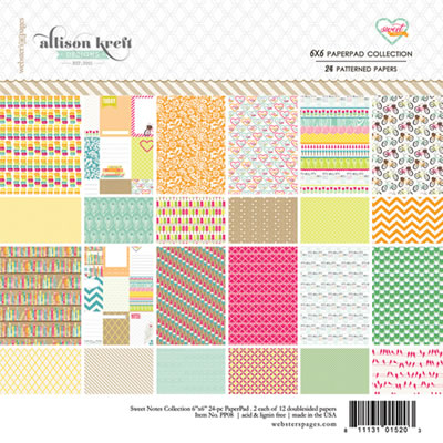 Websters Pages - Sweet Notes - 6x6 Paper Pad  (sold in 3's)