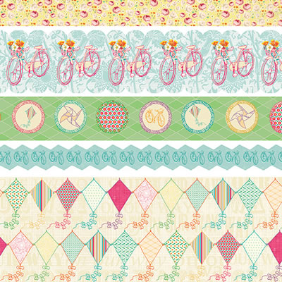 Websters Pages - Sunday Picnic - Fabric Ribbon  (sold in 3's)