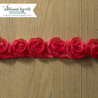 Websters Pages - Sweet Notes - Trim - Pink Rosette 25yd  (sold individually)