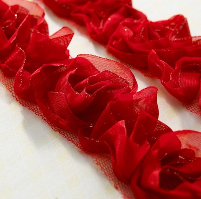 Websters Pages - Bloomers Trim - Red Sparkle 1yd  (sold in 3's)