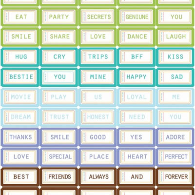 Websters Pages - Best Friends - Tickets Overlay  (pack of 5)