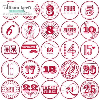 It's Christmas - 12x12 Overlay - Numbers- Red (pack of 5)