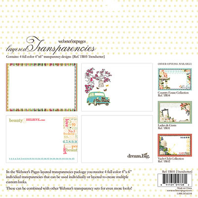 Websters Pages - Trend.setter - Layered Transparencies 4pc  (sold in 3's)