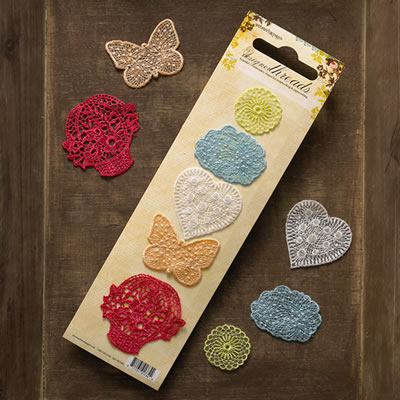Websters Pages - Designer Threads - Shapes - Heart/ Cloud/ Butterfly/ Flower/ Basket  (sold in 3's)
