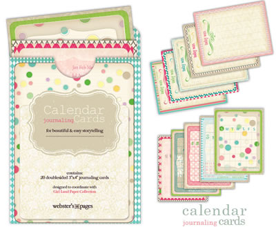 Websters Pages - Girl Land - Calendar Cards  (sold in 3's)