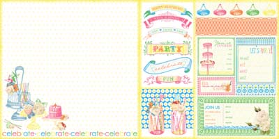 Websters Pages - Let's Celebrate - You're Invited 12x12 d/sided paper  (pack of 10)