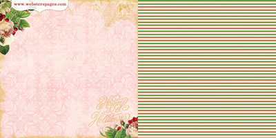 Christmas Story - Holly Berry Roses 12x12 d/sided paper (pack of 10)