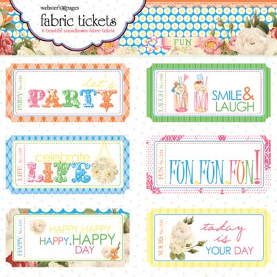 Websters Pages - Let's Celebrate - Fabric Tickets  (sold in 3's)