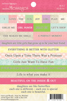 Websters Pages - Girl Land - Word Block Stickers  (pack of 5)