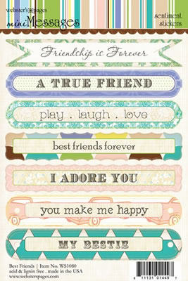 Websters Pages - Best Friends - Sentiment Stickers  (pack of 6)