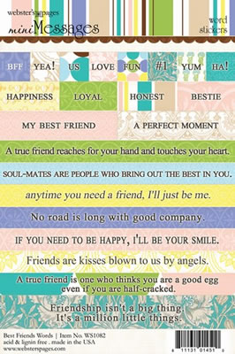 Websters Pages - Best Friends - Word Stickers  (pack of 6)