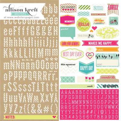 Websters Pages - Sweet Notes - Alpha Stickers  (pack of 6)