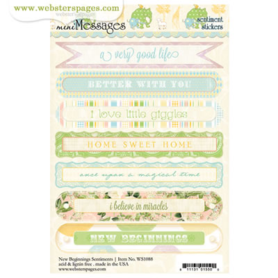 Websters Pages - New Beginnings - Sentiment Stickers  (pack of 6)