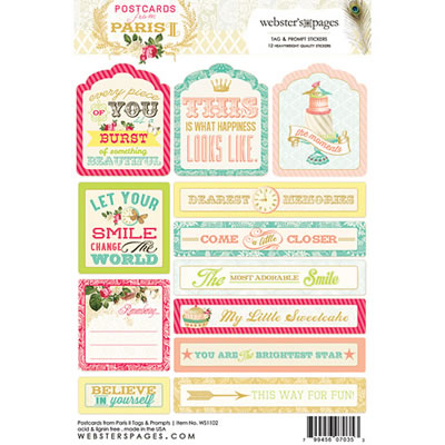 Postcards from Paris II - 4x6 Tag & Prompt Stickers (sold in 6's)