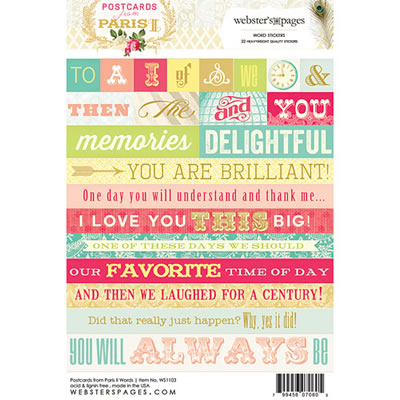 Postcards from Paris II - 4x6 Word Stickers (sold in 6's)