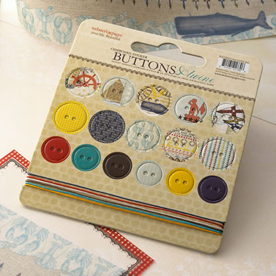 Websters Pages - Yacht Club - Buttons & Twine  (sold in 3's)
