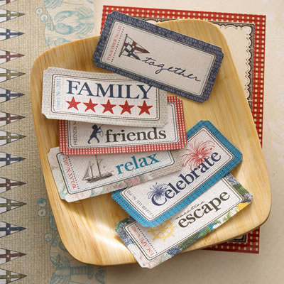 Websters Pages - Yacht Club - Fabric Tickets 6pc  (sold in 3's)