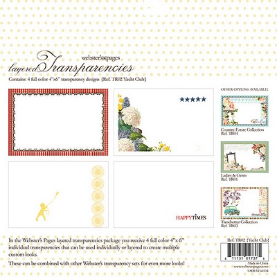 Websters Pages - Yacht Club - Layered Transparencies 4pc  (sold in 3's)