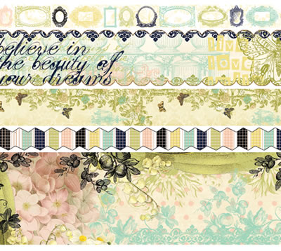 Websters Pages - Life's Portrait Fabric Ribbon  (sold in 3's)