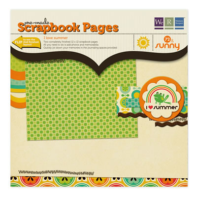 WeR Memory Keepers - 72 & Sunny - 12x12 Premade Scrapbook Pages - I Love Summer  (sold in 3's)
