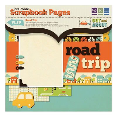 WeR Memory Keepers - Out & About - 12x12 Premade Scrapbook Pages - Road Trip  (sold in 3's)