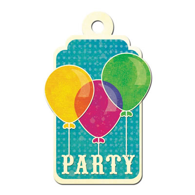WeR Memory Keepers - Funfetti - Embossed Tags - Balloons  (sold in 5's)