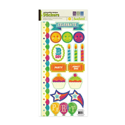 WeR Memory Keepers - Funfetti Embossed Sticker  (sold in 3's)