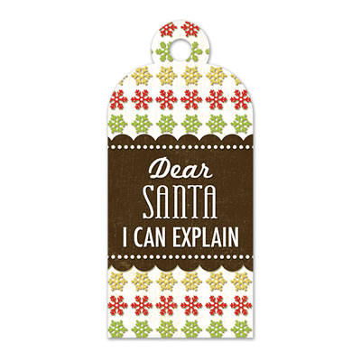 WeR Memory Keepers - White Christmas - Embossed Tags - Dear Santa  (sold in 5's)