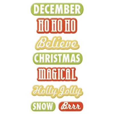 WeR Memory Keepers - White Christmas - Layered Chipboard Words  (sold in 3's)
