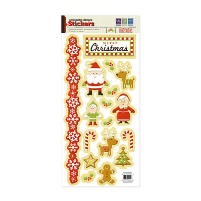 WeR Memory Keepers - White Christmas - Embossed Sticker  (sold in 3's)