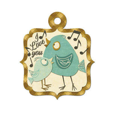 WeR Memory Keepers - Merry January - Embossed Tags - Love Birds  (sold in 5's)
