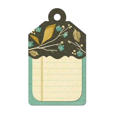WeR Memory Keepers - Merry January - Embossed Tags - Branch  (sold in 5's)