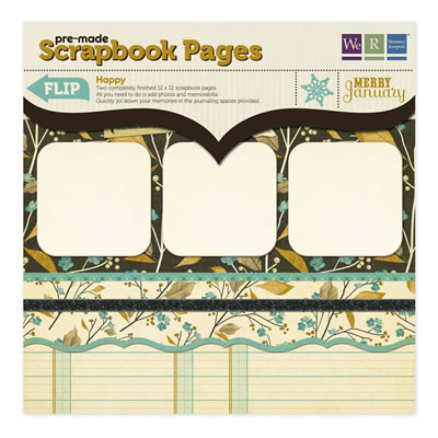 WeR Memory Keepers - Merry January - 12x12 Premade Scrapbook Pages - Happy  (sold in 3's)