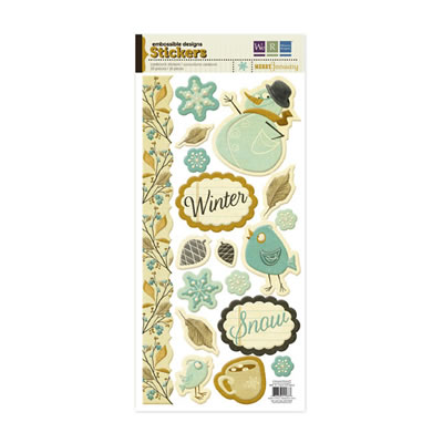 WeR Memory Keepers - Merry January - Embossed Sticker  (sold in 3's)