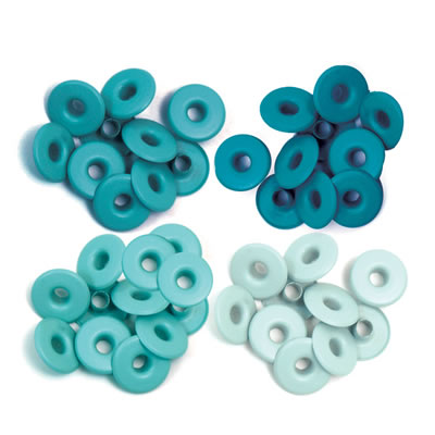 WeR Memory Keepers - Eyelets Wide - Aqua  (sold in 3's)
