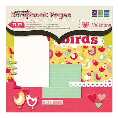 WeR Memory Keepers - Be My Valentine - 12x12 Premade Page - Love Birds  (sold in 3's)