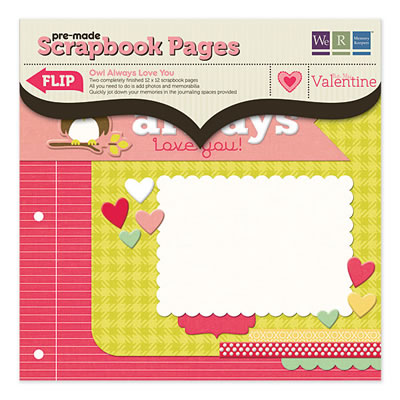 WeR Memory Keepers - Be My Valentine - 12x12 Premade Page - Owl Always  (sold in 3's)