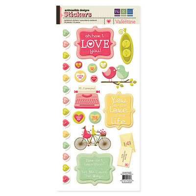 WeR Memory Keepers - Be My Valentine - Embossed Stickers  (sold in 3's)