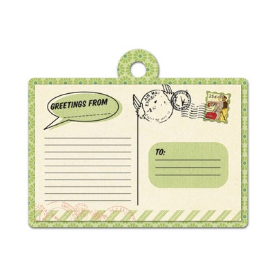 WeR Memory Keepers - Travel Light - Embossed Tags - Greetings From  (sold in 5's)